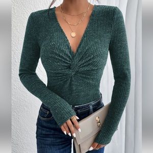 Privé Twist Front Ribbed Knit Tee